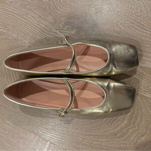 J. Crew Metallic Gold Mary Jane Flats